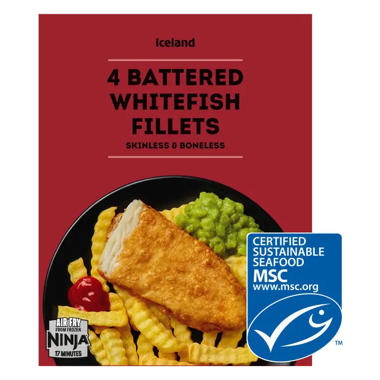 4 Battered Whitefish Fillets 400g
