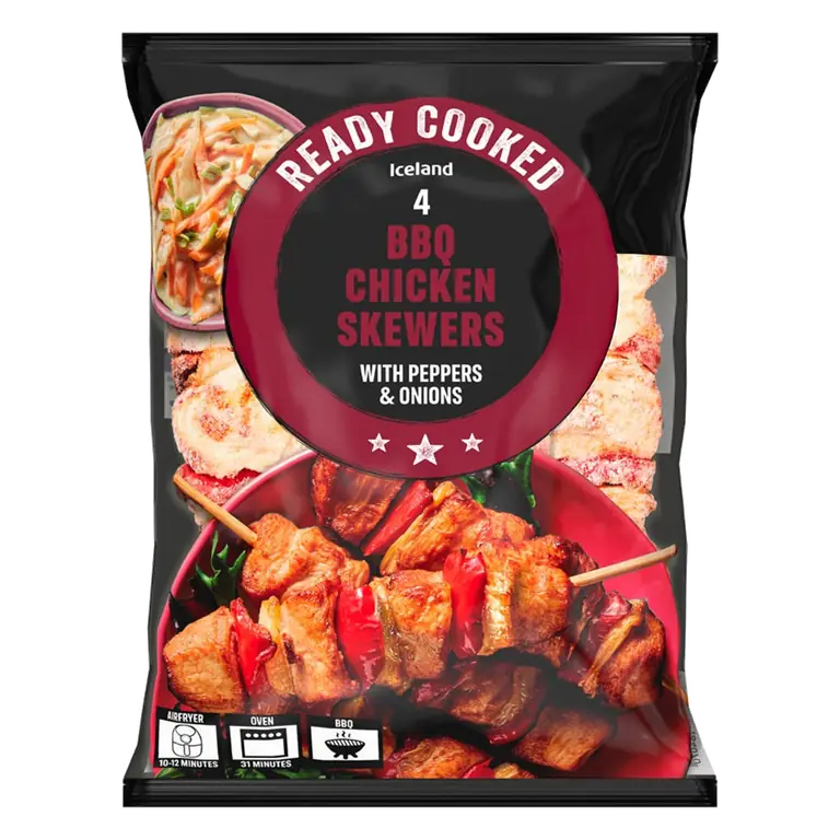 4 BBQ Chicken Skewers with Peppers & Onions 340g