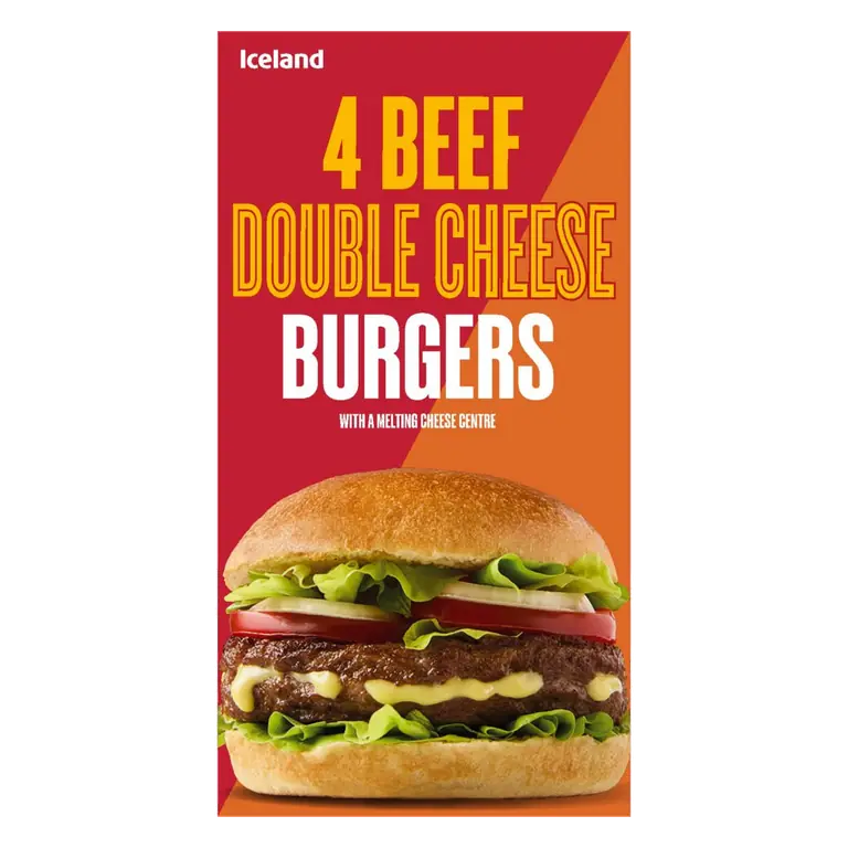 4 Beef Double Cheese Burgers 454g