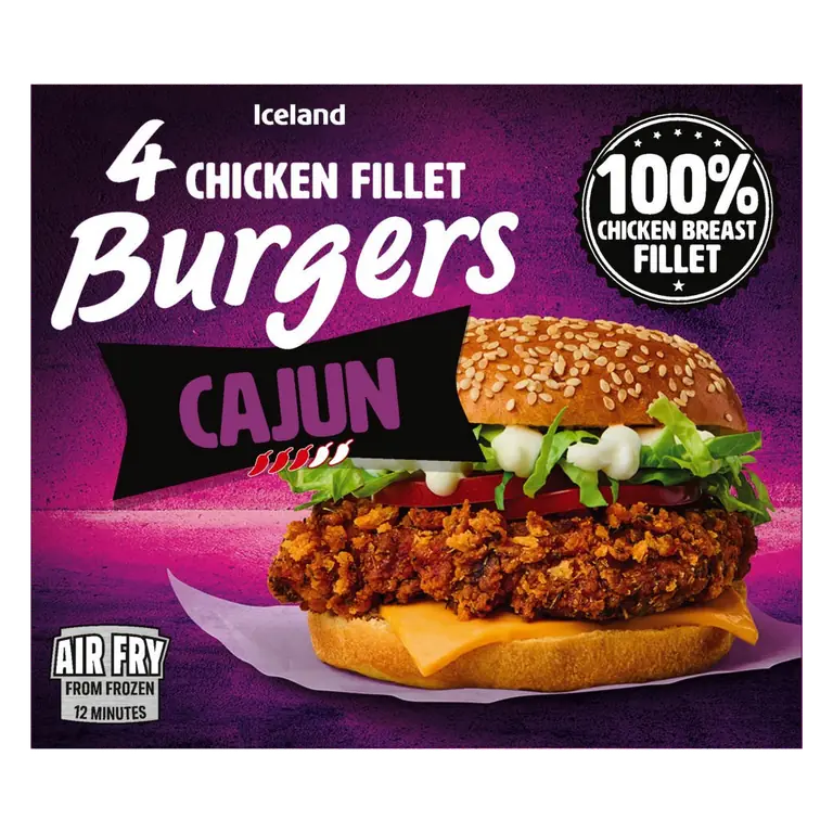 4 Chicken Fillet Burgers Cajun 400g