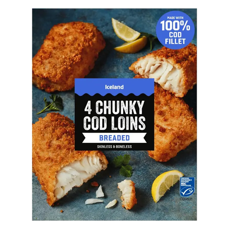 4 Chunky Cod Loins Breaded Skinless & Boneless 500g