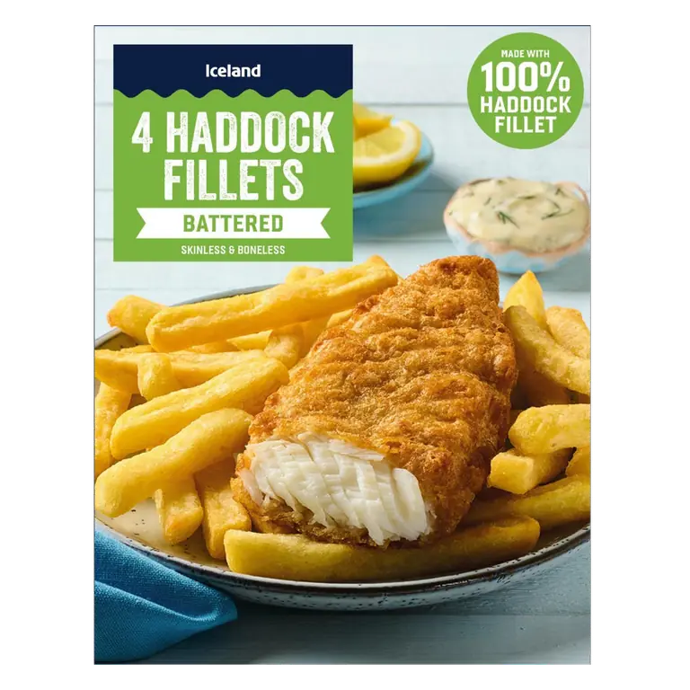 4 Haddock Fillets Battered Skinless & Boneless 440g