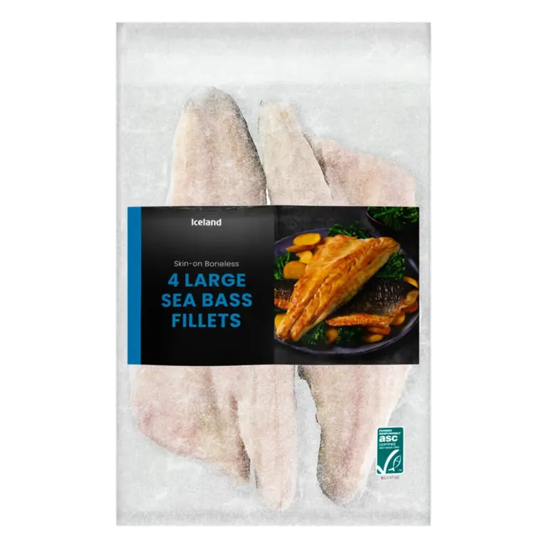 4 Large Sea Bass Fillets 500g