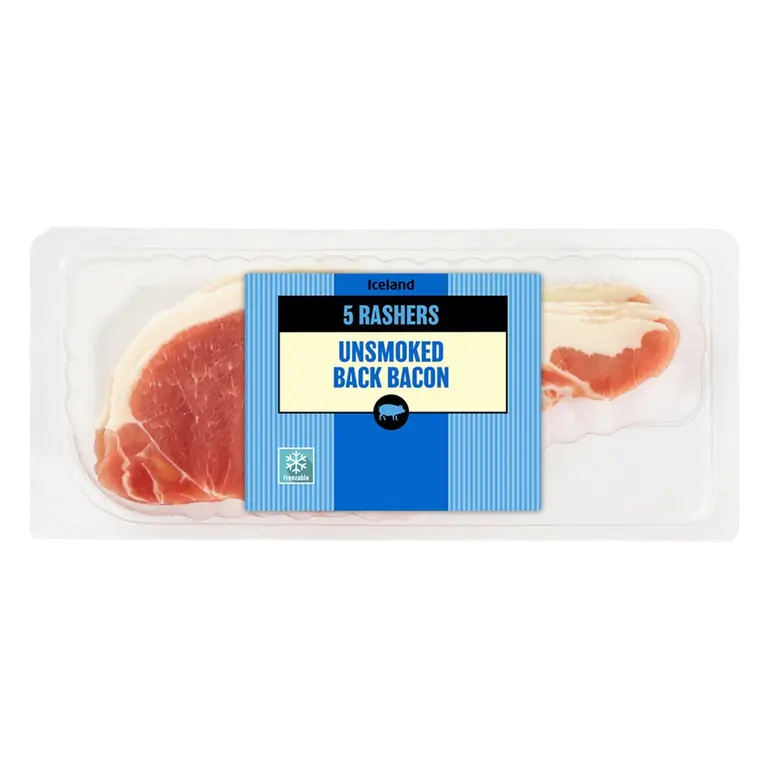 5 Rashers. (Approx.) Unsmoked Back Bacon 150g