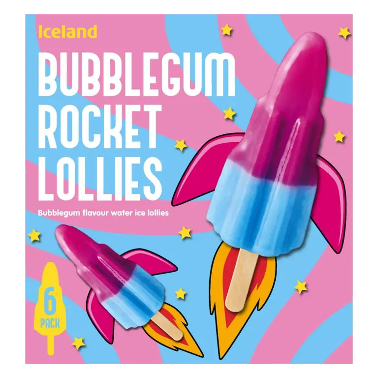 6 Bubblegum Rocket Lollies 360g