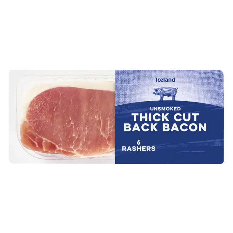 6 Rashers (Approx.) Unsmoked Thick Cut Back Bacon 300g