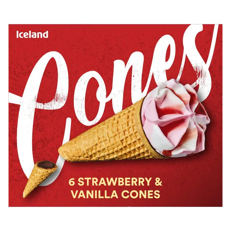 6 Strawberry & Vanilla Cones 372g