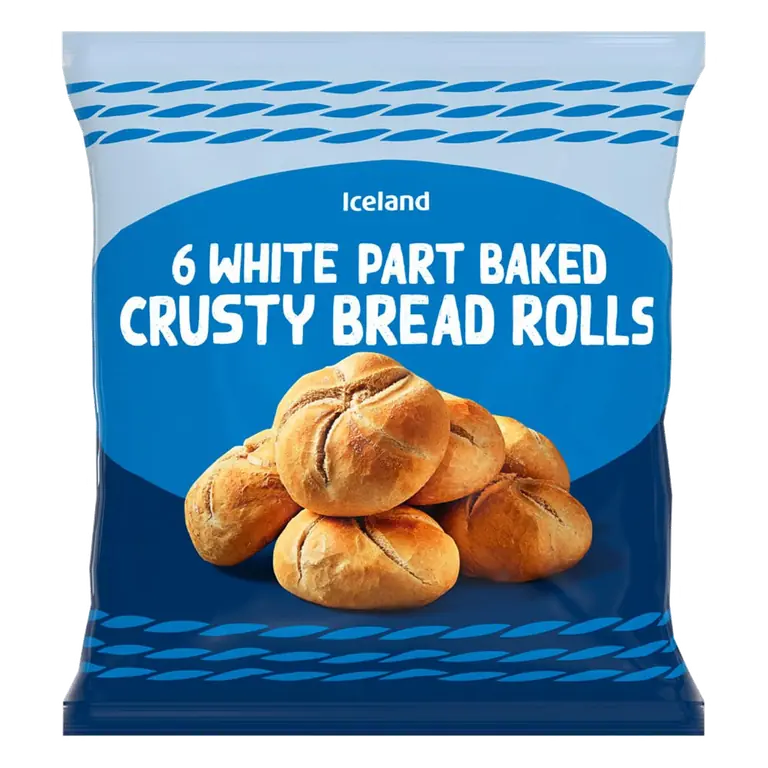 6 White Part Baked Crusty Bread Rolls