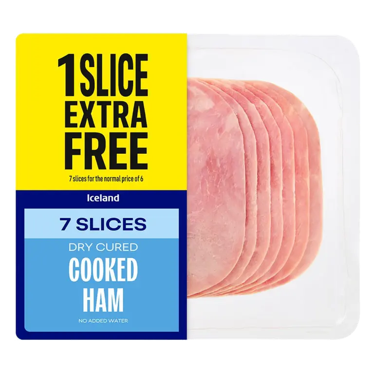 7 Slices (Approx.) Dry Cured Cooked Ham, No Added Water 117g