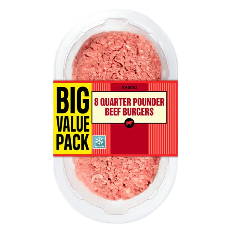 8 Quarter Pounder Beef Burgers 908g