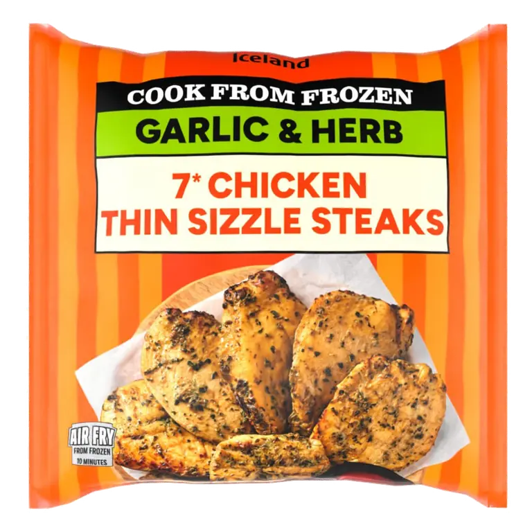 Extra Thin Garlic & Herb Chicken Sizzle Steaks 450g