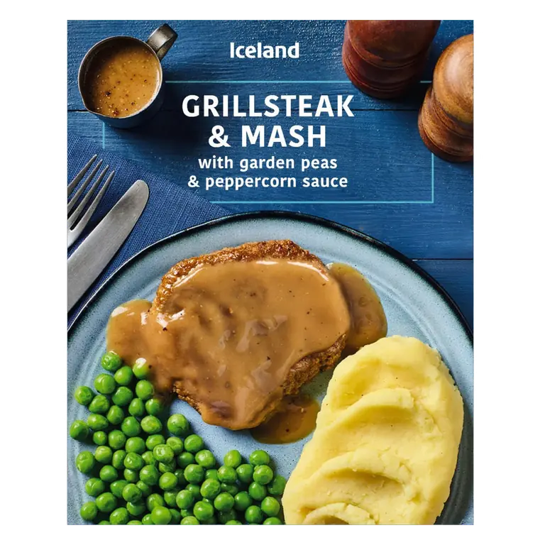 Grillsteak & Mash with Garden Peas & Peppercorn Sauce 400g