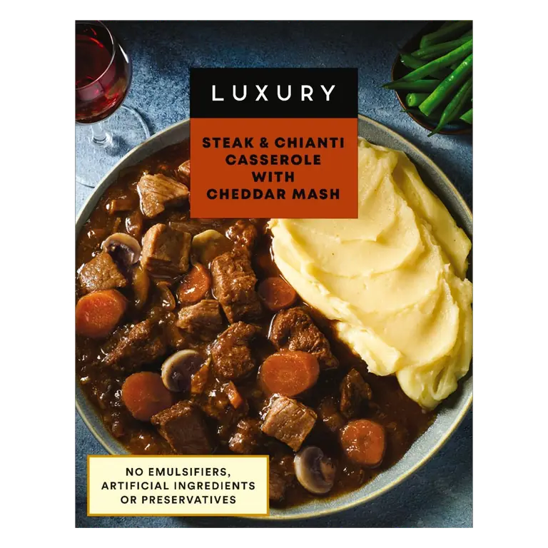 Luxury Steak & Chianti Casserole with Cheddar Mash 450g
