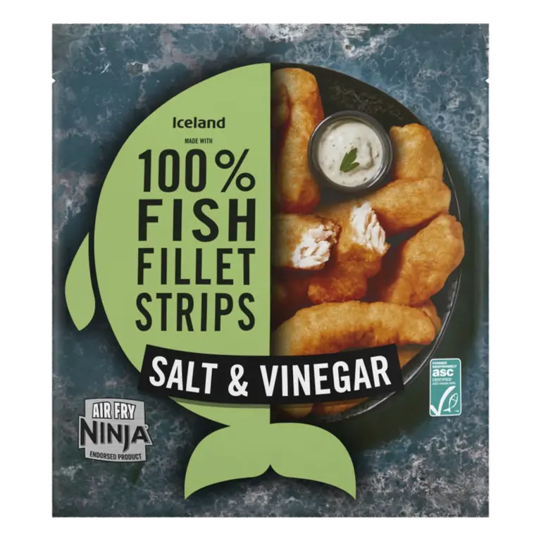Made with 100% Fish Fillet Strips Salt & Vinegar: 400g