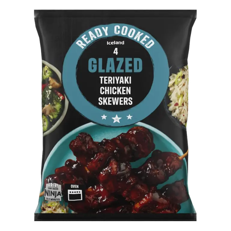 Ready Cooked 4 Teriyaki Glazed Chicken Skewers 340g