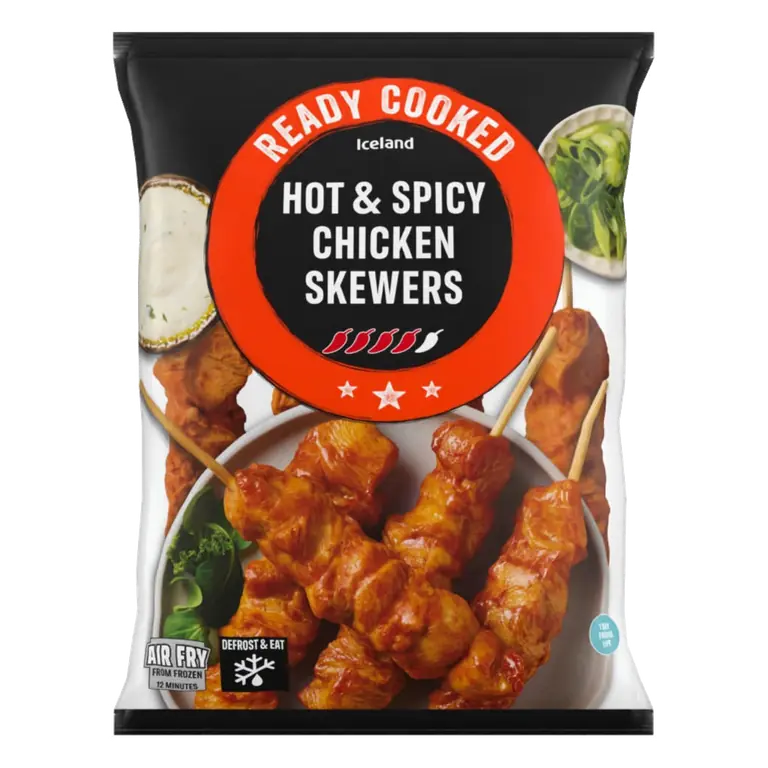Ready Cooked Hot & Spicy Chicken Skewers 340g