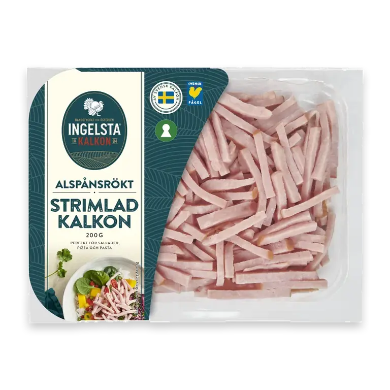 Kalkon strimlad alspånsrökt 200g