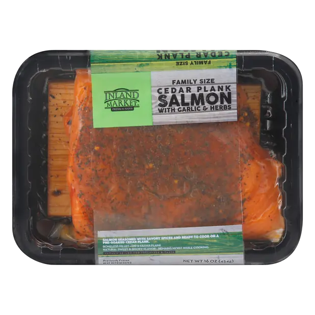 Farm Raised Boneless Coho Salmon Cedar Plank w/Garlic & Herb