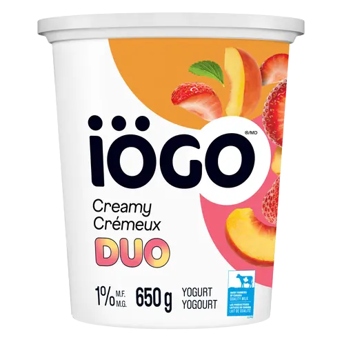 1% Creamy Duo Yogurt Tub Strawberry-Peach 650 g
