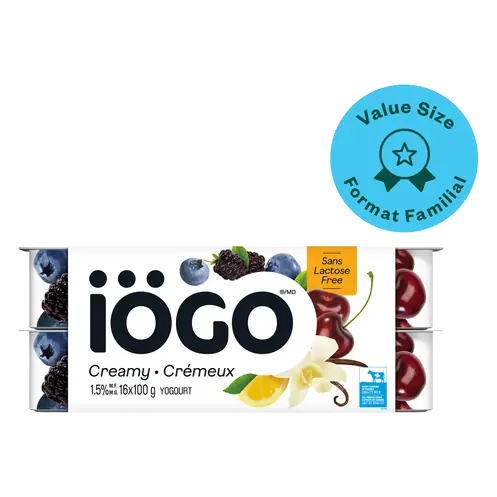 Lactose-Free 1% Yogurt Cups Creamy Cherry Lemon Blackberry-Blueberry Vanilla 16 x 100 g