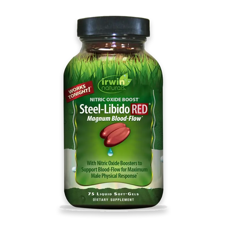 Steel-Libido Red Magnum Blood-Flow Dietary Supplement Liquid Soft-Gels