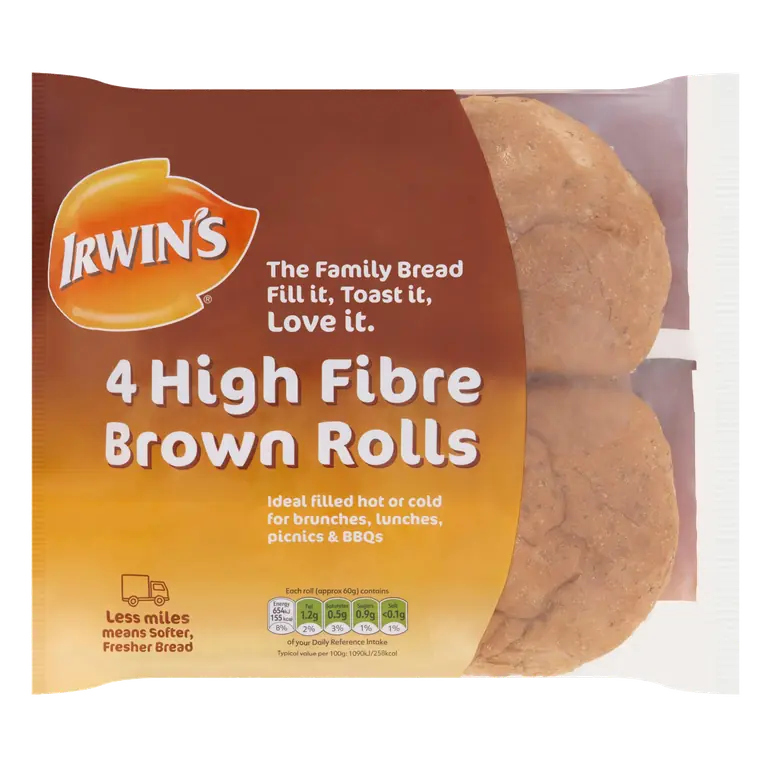 Irwin's 4 High Fibre Brown Rolls