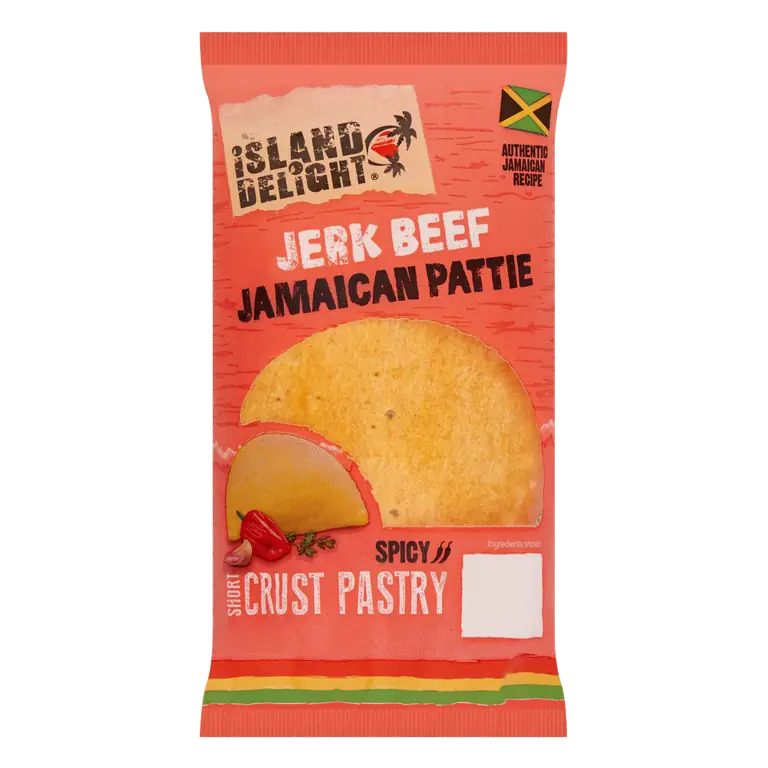Island Delight Jerk Beef Jamaican Pattie Short Crust Pastry 140g