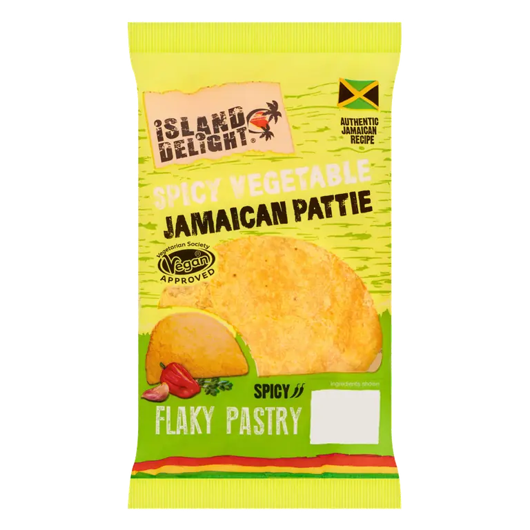 Island Delight Spicy Vegetable Jamaican Pattie Flaky Pastry 140g
