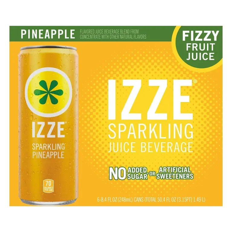 IZZE Pineapple Sparkling Juice, 6pk/8.4 fl oz Cans