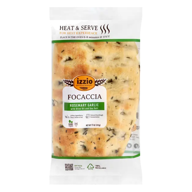 Artisan Bakery Rosemary Garlic Focaccia Bread Unsliced Loaf
