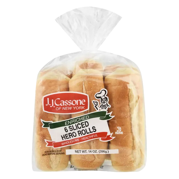 J.J. Cassone Enriched Sliced Hero Rolls - 6 ct