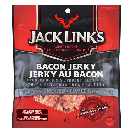 Meat Snacks Bacon Jerky Hickory Smoked 65 g