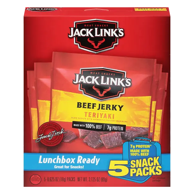 Teriyaki 7g Protein Beef Jerky Snack Packs - 5 ct