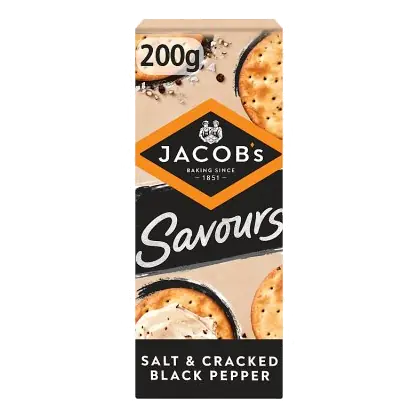Savours Salt & Cracked Black Pepper Crackers