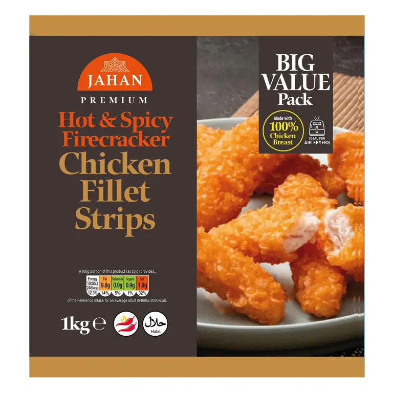 Jahan Premium Hot & Spicy Firecracker Chicken Fillet Strips 1kg