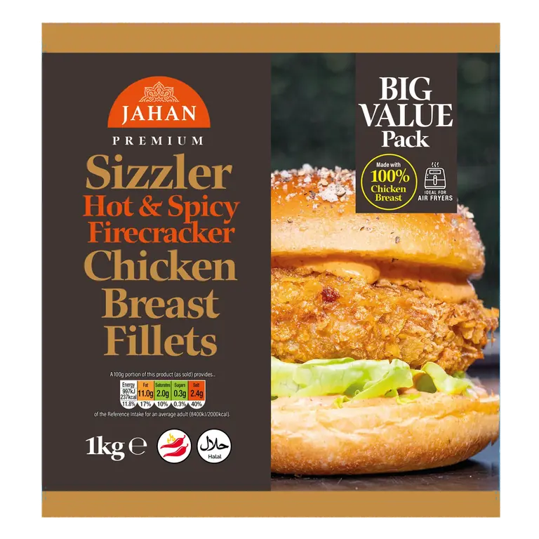 Jahan Premium Hot & Spicy Firecracker Sizzler Chicken Breast Fillets 1kg