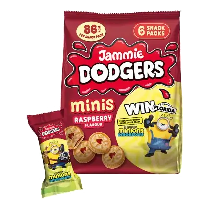 Minis Raspberry Flavour Biscuits 6 Snack Packs