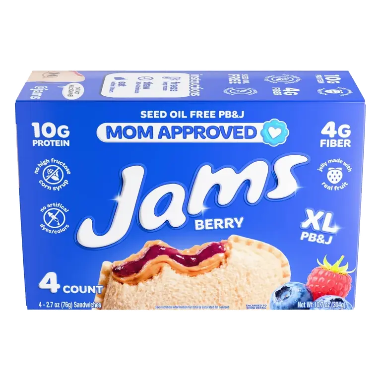 Jams PB&J Mixed Berry Frozen Sandwiches, 10g Protein 10.4oz/4ct