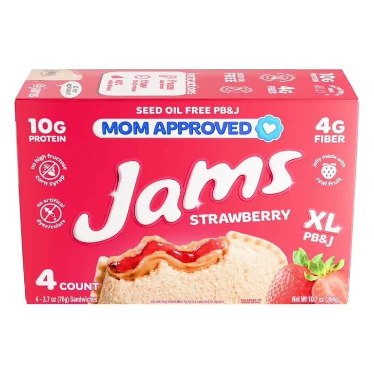 Jams PB&J Strawberry Frozen Sandwiches, 10g Protein 10.4oz/4ct