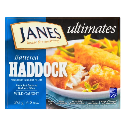 Battered Frozen Haddock Fillets 575 g