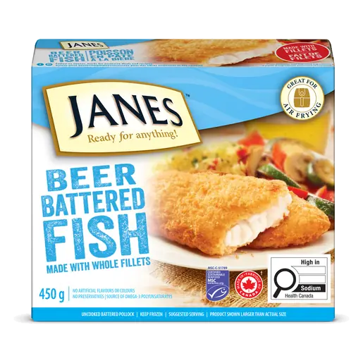 Beer Battered Uncooked Fillets 450 g (frozen)