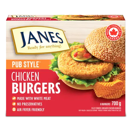 Breaded Fully Cooked Frozen Chicken Burgers Pub Style 700 g