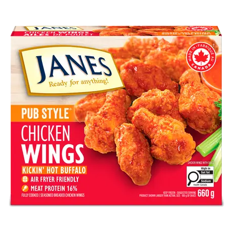 Frozen Chicken Wings Pub Style Fully Cooked With Buffalo Sauce 660 g