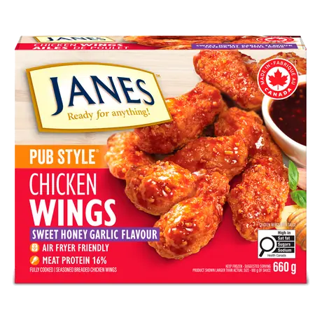 Frozen Chicken Wings Pub Style Fully Cooked With Honey Garlic 660 g