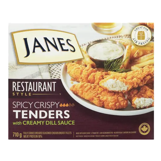 Frozen Seasoned Chicken Breast Fillets Spicy Crispy Tenders with Creamy Dill Sauce 710 g
