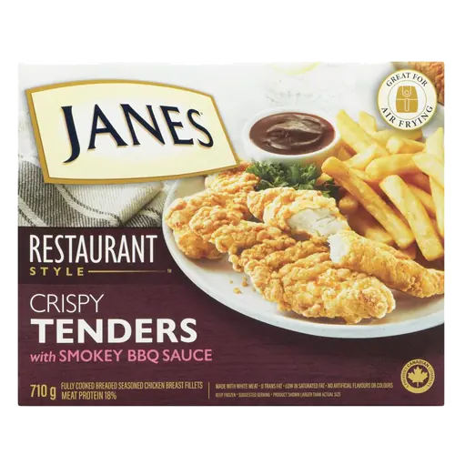 Fully Cooked Breaded Seasoned Chicken Breast Fillets Crispy Tenders with Smokey BBQ Sauce 710 g