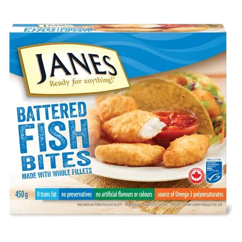 Jane's Frozen Battered Fish Bites 450 g