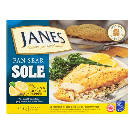 Frozen Sole Fillets Lightly Dusted Zesty Lemon & Cracked Pepper 540 g