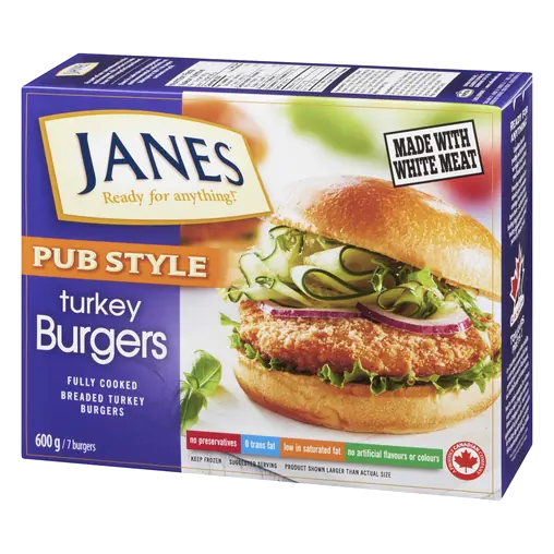 Pub Style Fully Cooked Frozen Turkey Burger 600 g