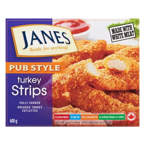 Pub Style Fully Cooked Frozen Turkey Strips 600 g